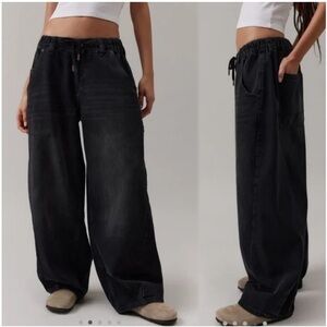 BDG Carter Cocoon Baggy Wide Barrel Leg Jeans Low Rise Y2K Sz 24 Black